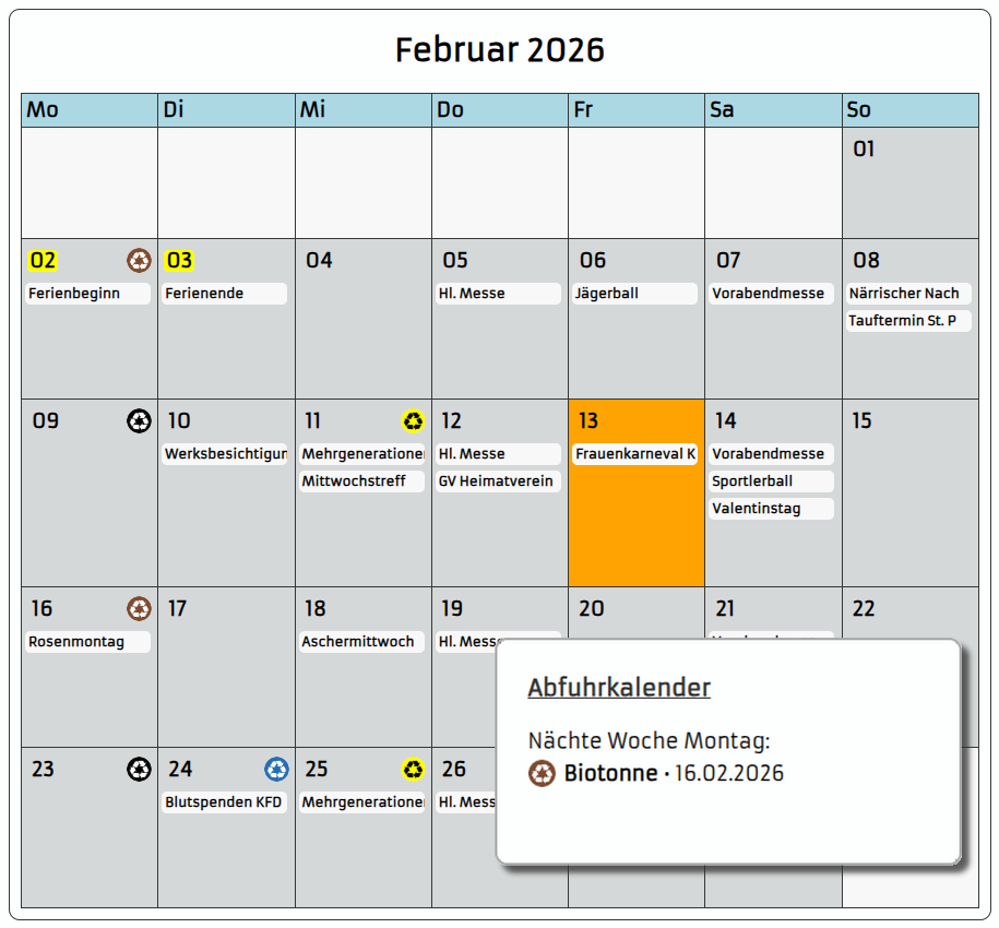 Online-Kalender aktualisiert / Quelle: